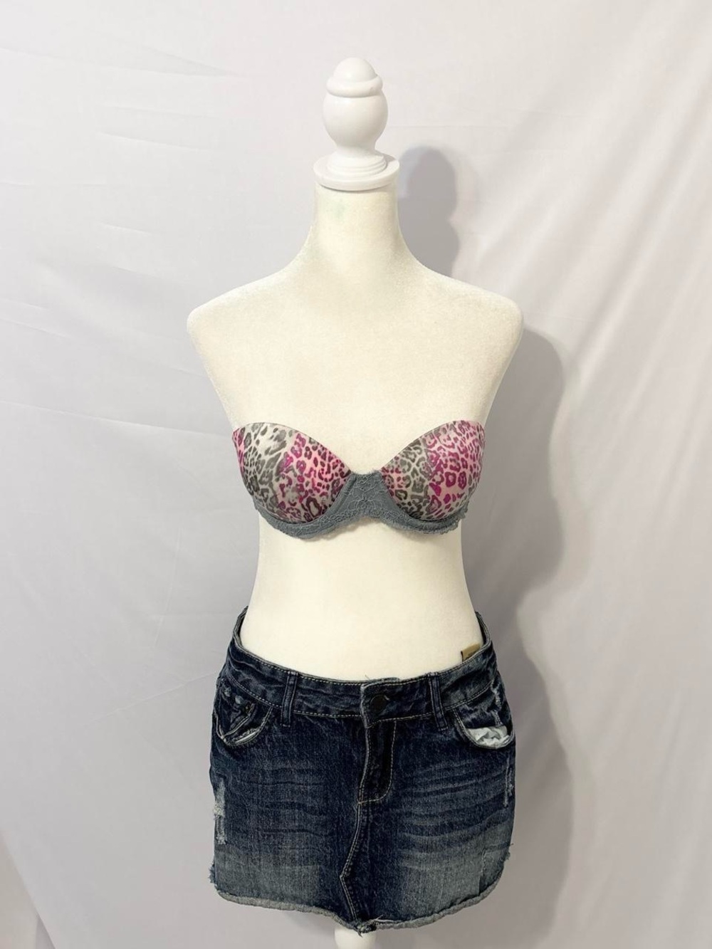Y2K PINK Victoria's Secret Animal Print Strapless Push Up Bra